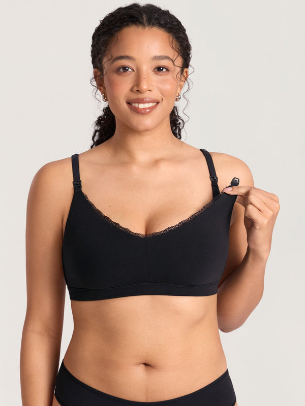 Cotton Lace Trim Nursing Bralette
