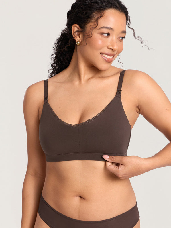 Cotton Lace Trim Nursing Bralette