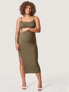 Square Neck Ribbed Maternity Dress