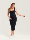 Bodycon Maternity Midi Dress with Back Slit