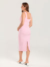Bodycon Maternity Midi Dress with Back Slit