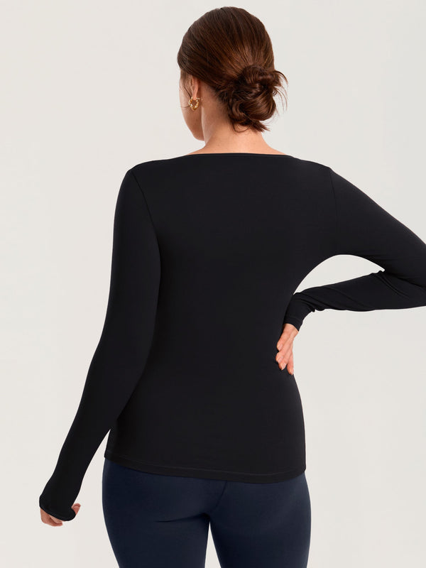 AirSoft Square Neck Maternity Top - Long Sleeves
