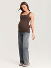 Cotton Rib Lace Trim Maternity Tank Top