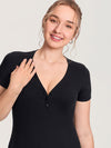 Cotton Rib Henley Maternity Short Sleeve Top