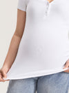Cotton Rib Henley Maternity Short Sleeve Top