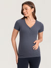 Cotton Rib Henley Maternity Short Sleeve Top