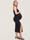 Halter Neck Ribbed Maternity Dress