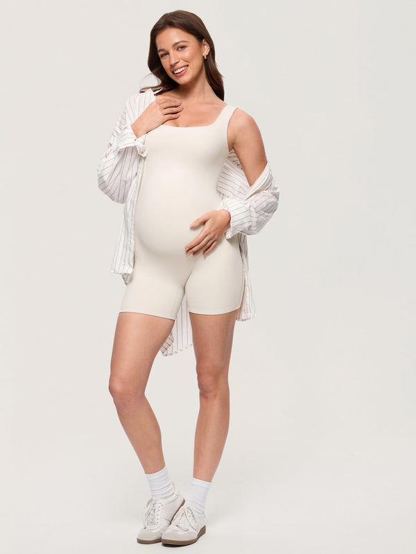 Square Neck Maternity Romper