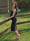 Bodycon Maternity Midi Dress with Back Slit