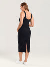 Bodycon Maternity Midi Dress with Back Slit