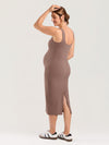 Bodycon Maternity Midi Dress with Back Slit