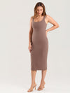 Bodycon Maternity Midi Dress with Back Slit