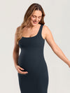 Bodycon Maternity Midi Dress with Back Slit