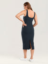 Bodycon Maternity Midi Dress with Back Slit
