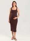 Bodycon Maternity Midi Dress with Back Slit