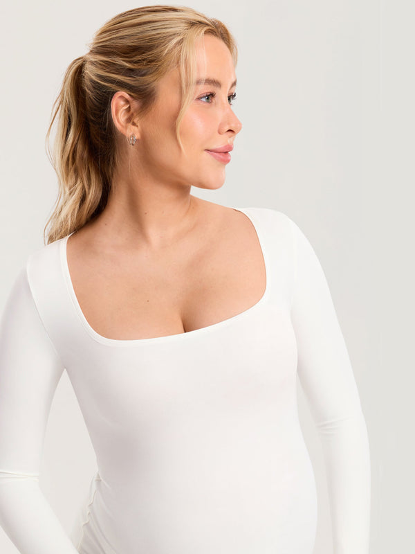AirSoft Square Neck Maternity Top - Long Sleeves