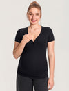 Cotton Rib Henley Maternity Short Sleeve Top