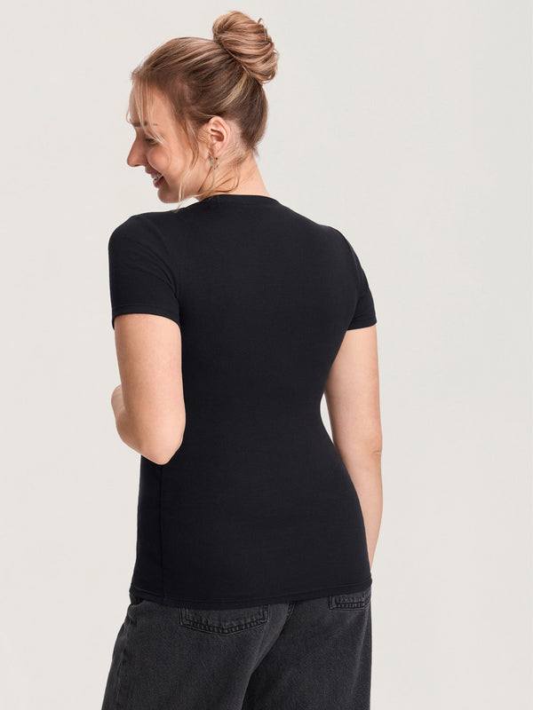 Cotton Rib Henley Maternity Short Sleeve Top