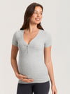 Cotton Rib Henley Maternity Short Sleeve Top