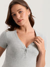 Cotton Rib Henley Maternity Short Sleeve Top