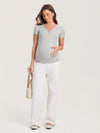 Cotton Rib Henley Maternity Short Sleeve Top