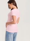 Cotton Rib Henley Maternity Short Sleeve Top